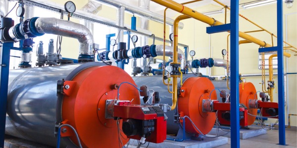 Three boilers in a manufacturing plant.
