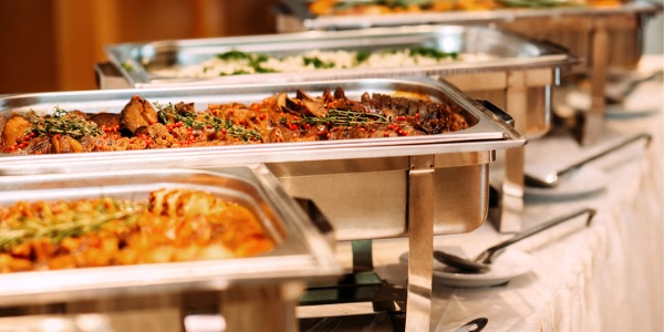 Trays of catered food.