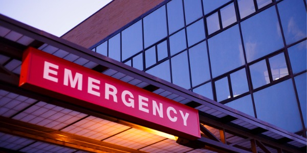 The emergency entrance at a hospital.