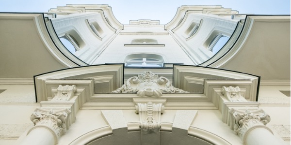 A historical building that has been beautifully restored by a restoration architect.