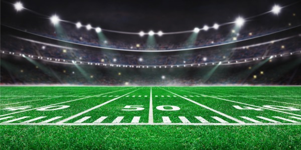 An empty football field just before a game.