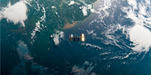 A satellite gathering information about the Earth's atmosphere.