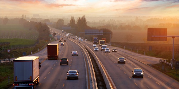 A busy highway that was designed by a highway engineer.