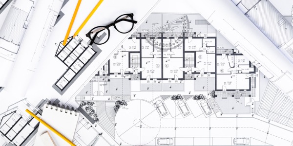 An urban planning engineer's design blueprint of a housing development.