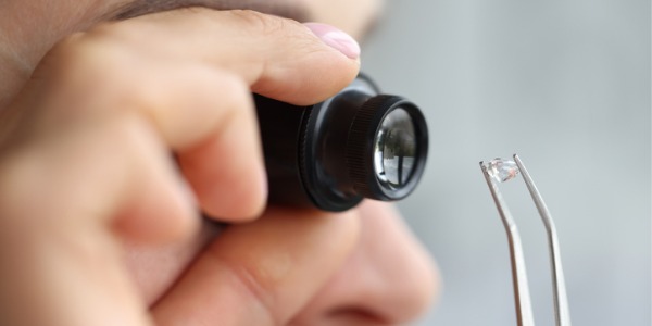 A gemologist appraising a diamond.