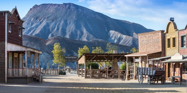 An outside set design for a western movie.