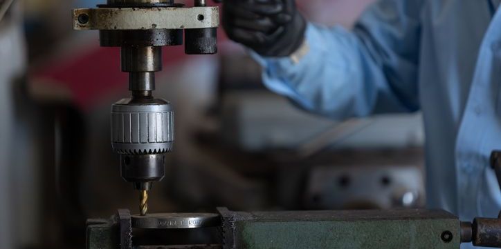 A drill press operated by a drill press operator.