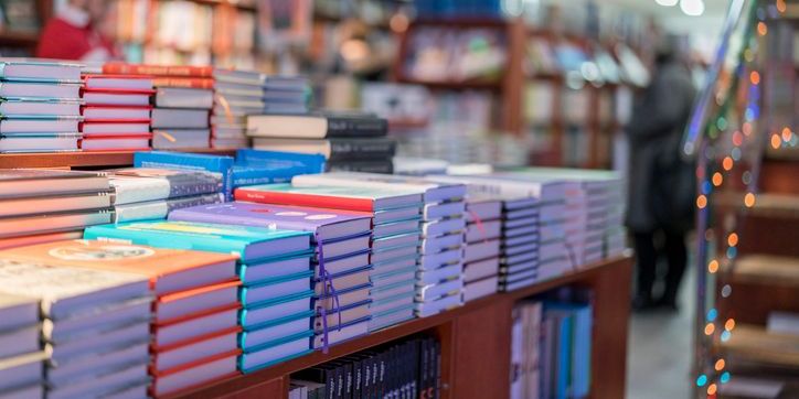 New books at a bookstore distributed by a publisher.