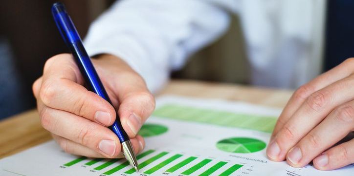 An energy analyst analyzing data.