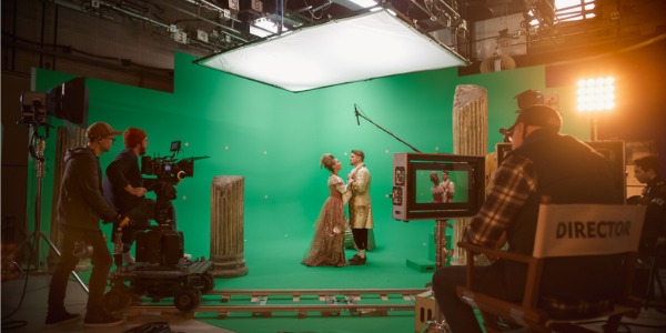 Two film actors on set.