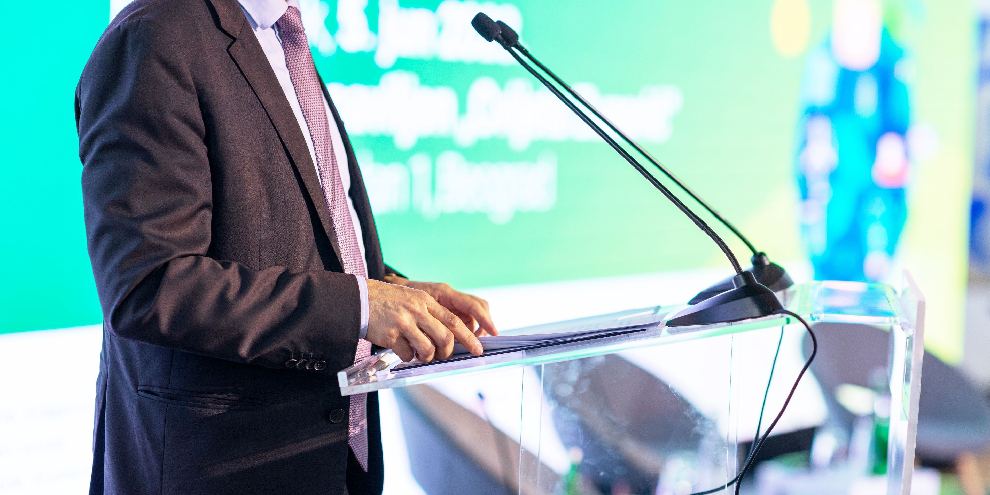 A public information officer giving a press release.