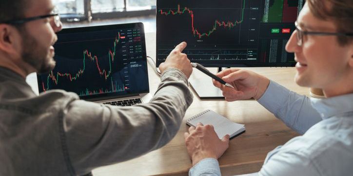 Two options traders discussing market trends.