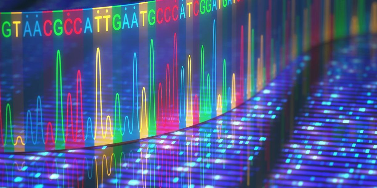 3D illustration of a method of DNA sequencing used by a computational biologist.