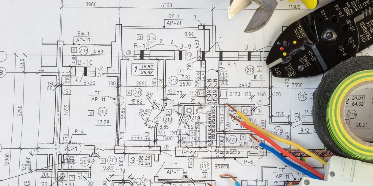 A blueprint of Of electrical components.
