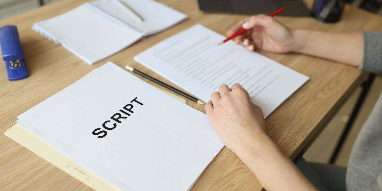 A dramaturg going over a script.