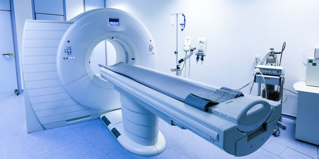 An image of a CT (computed tomography) scanner.