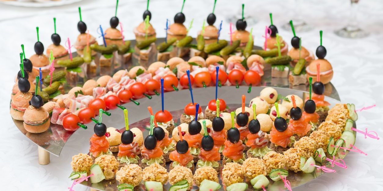 Canapes prepared by a garde-manger.