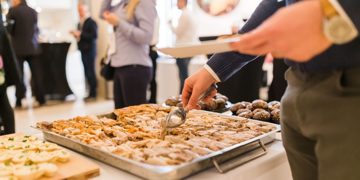 A business-related event that has been catered by a corporate caterer.
