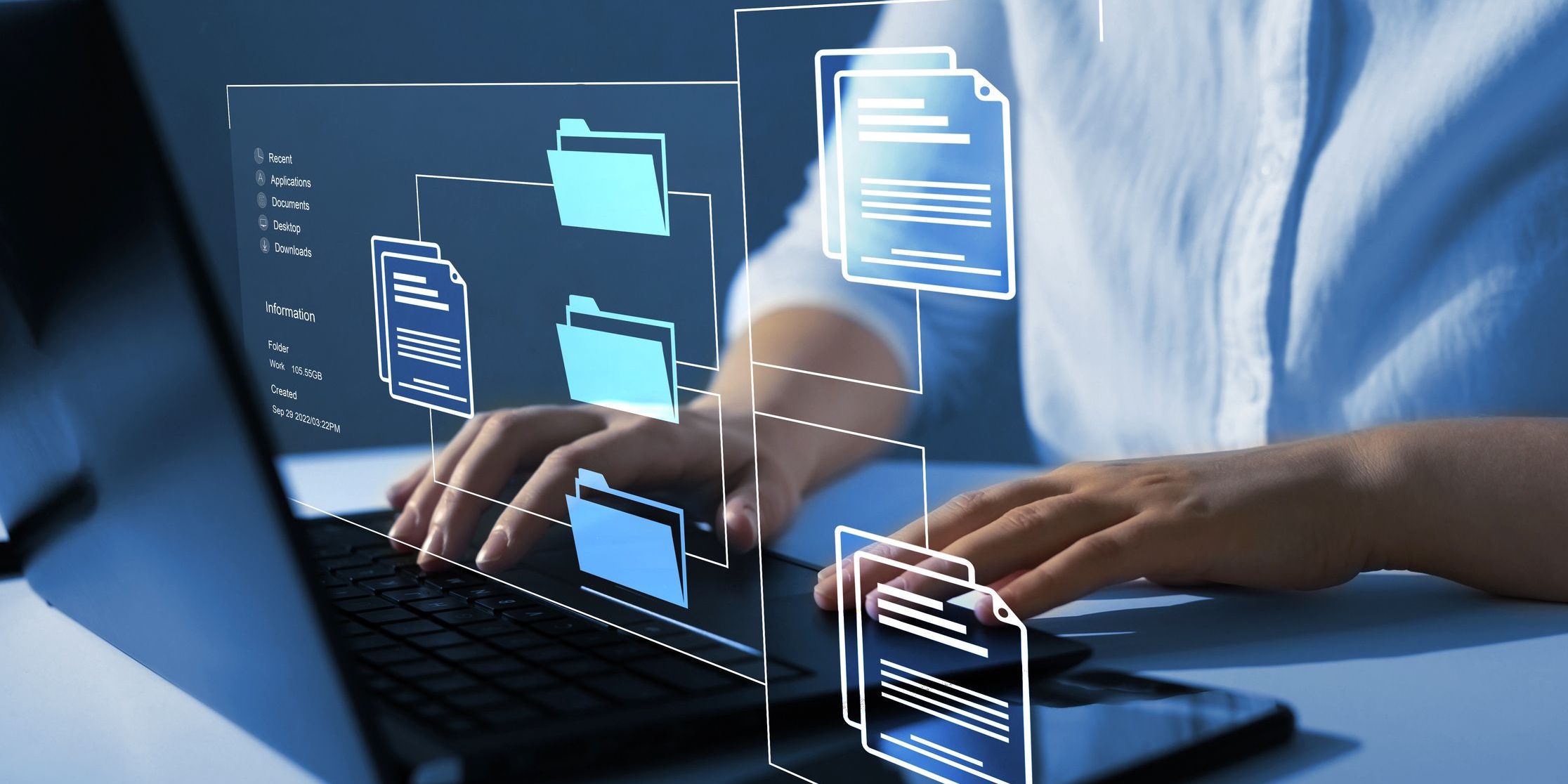 Concept of digital files on a computer.