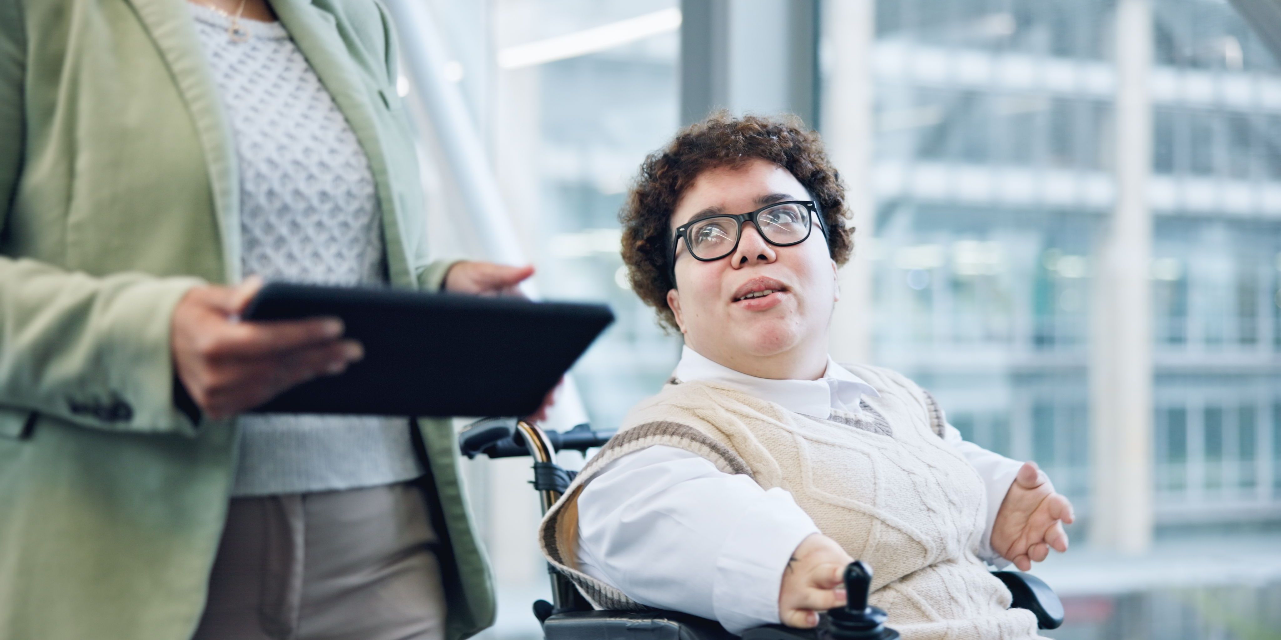 A special needs organizer with a client.