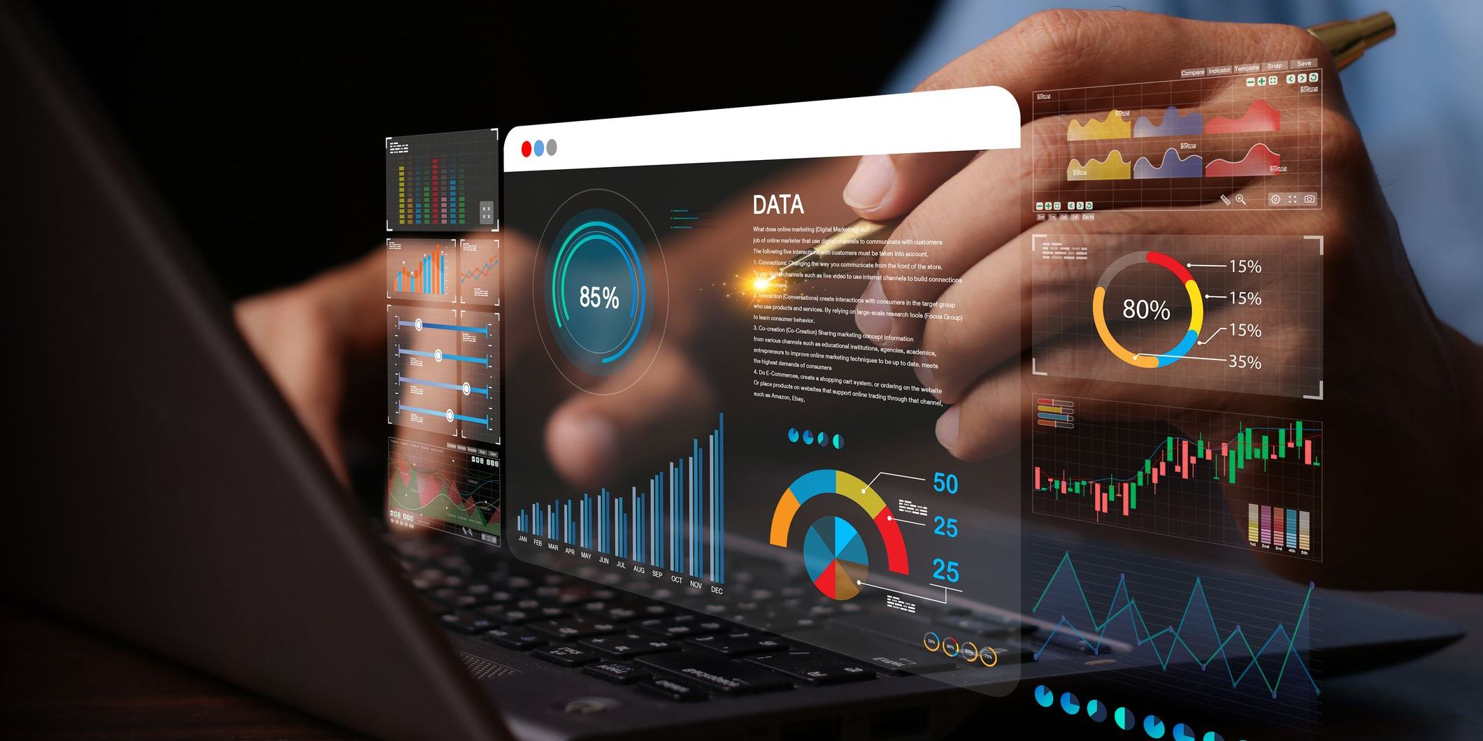 An AI data analyst looking at information using artificial intelligence tools.