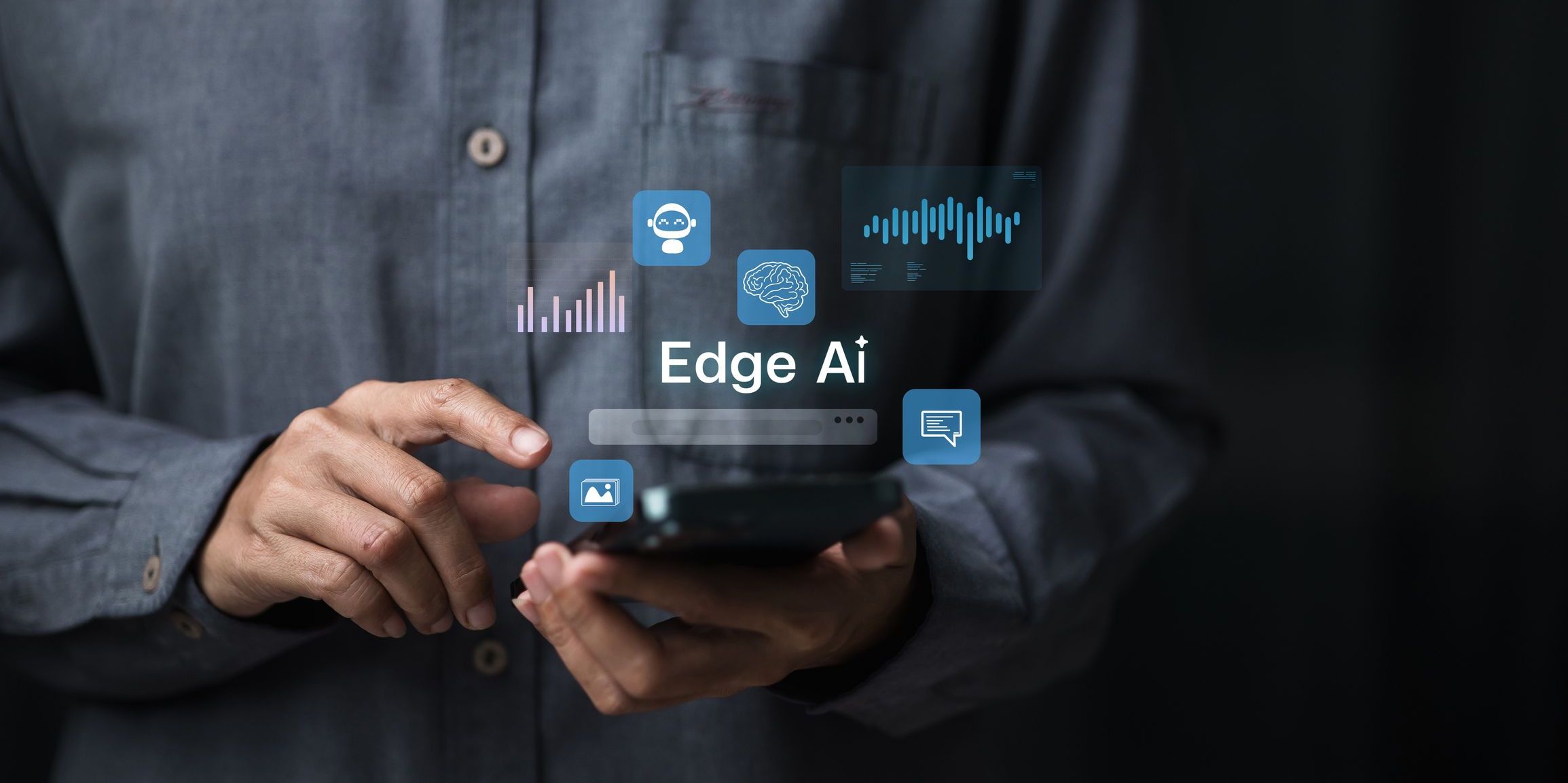 Concept of an edge AI engineer on a smartphone.