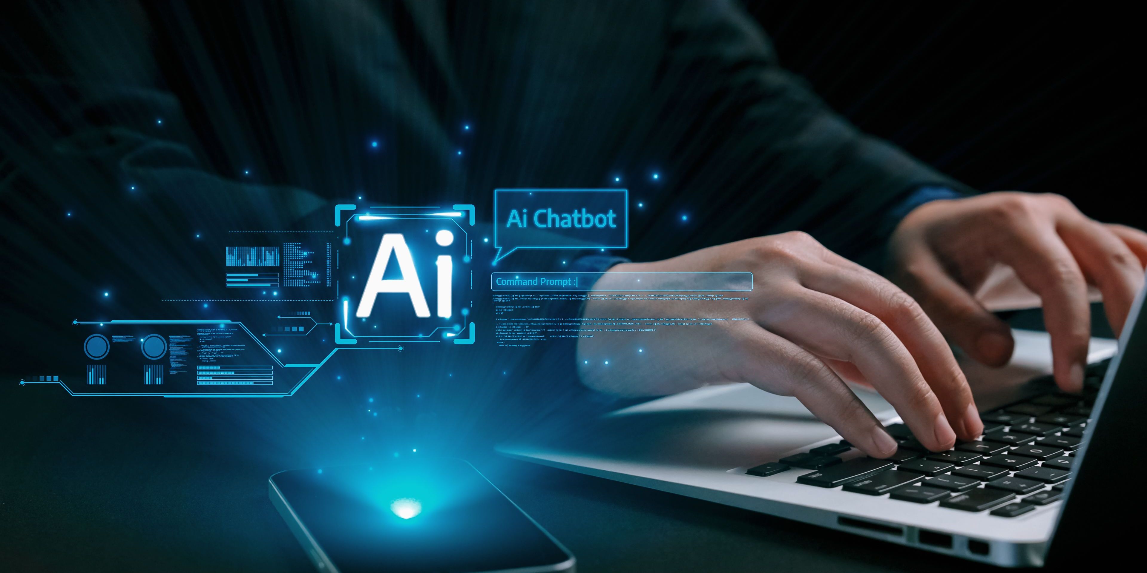 Concept of human interaction with AI virtual assistant chatbot in concept of AI personalization engineering.