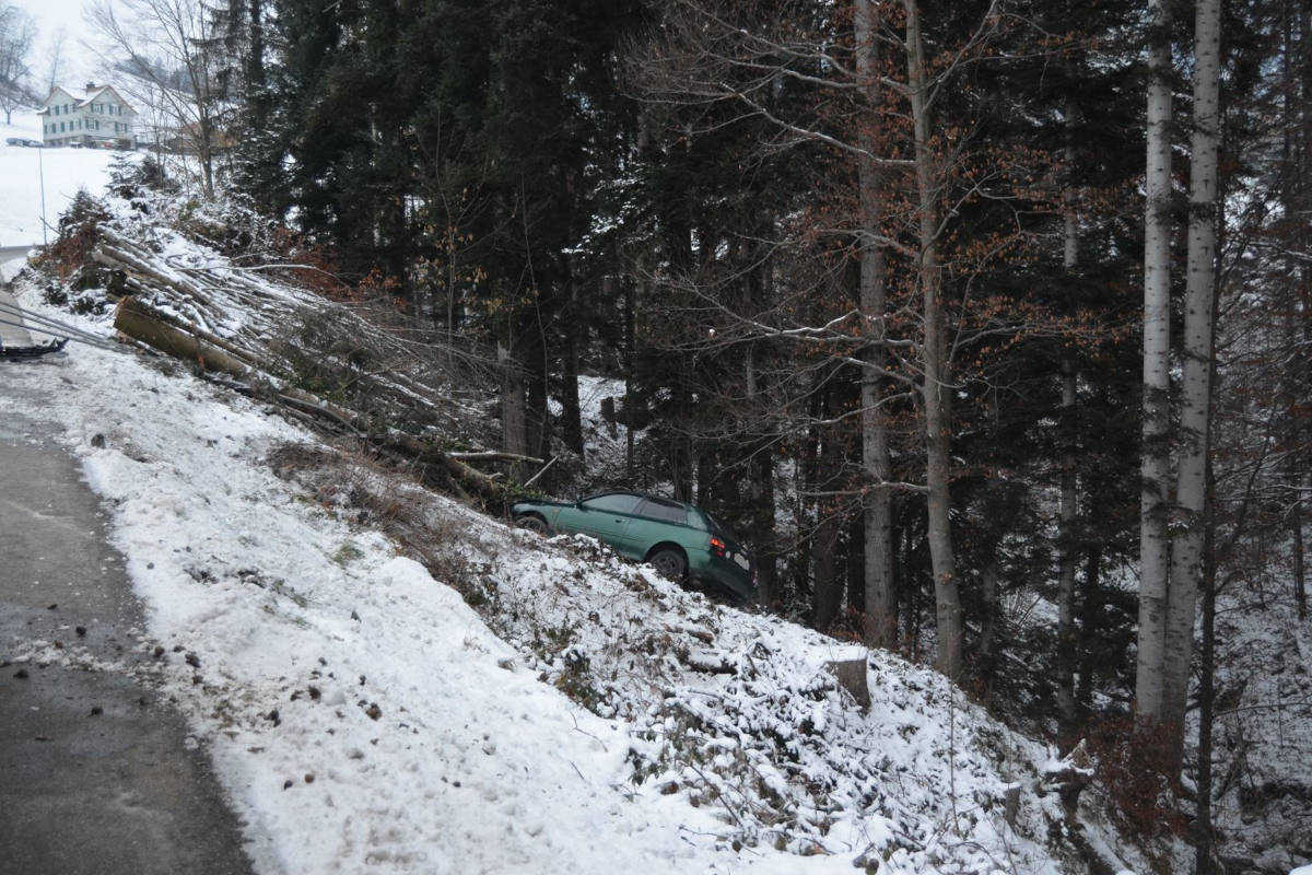 Reute AR – Ins Schleudern geraten und Steilhang hinuntergerutscht