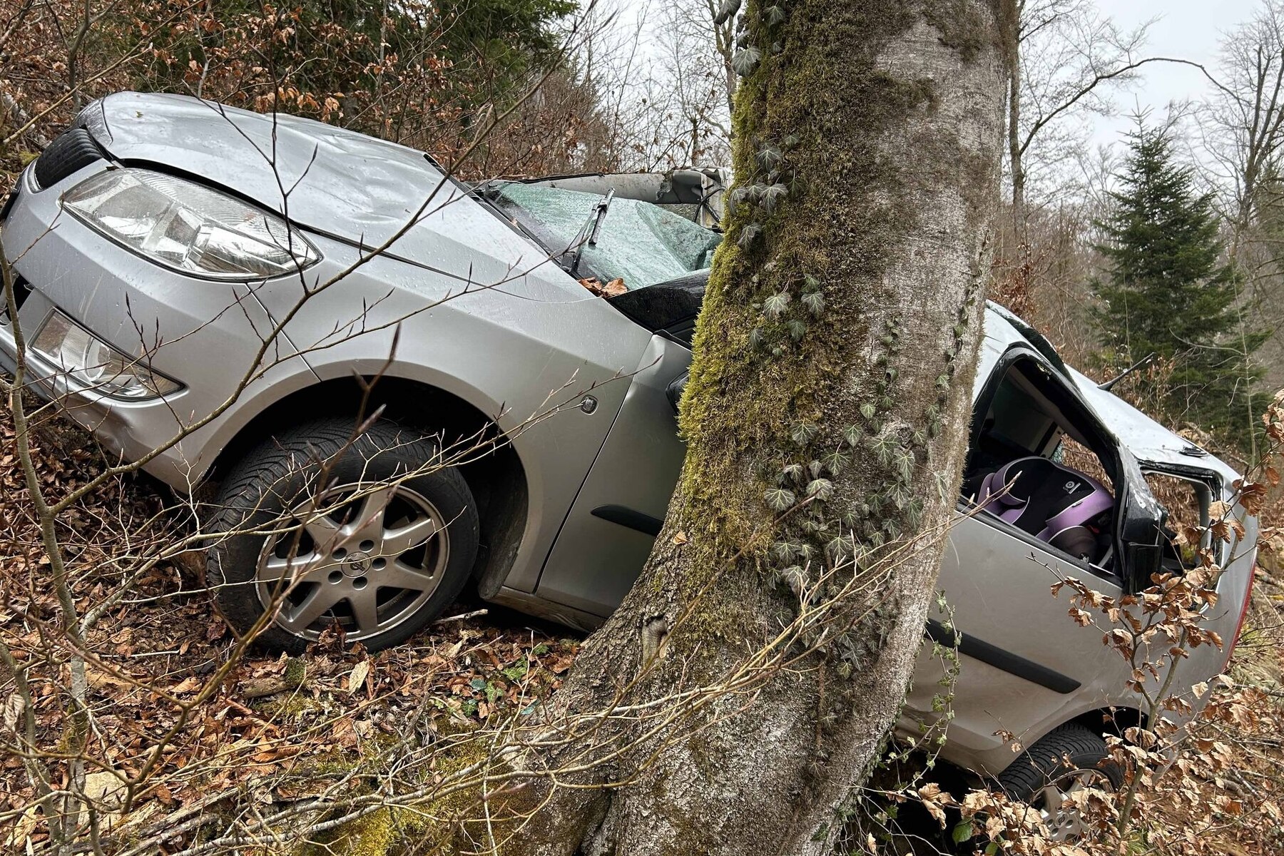 Unfall in Ueken AG – Demoliertes Auto in Waldstück gefunden 