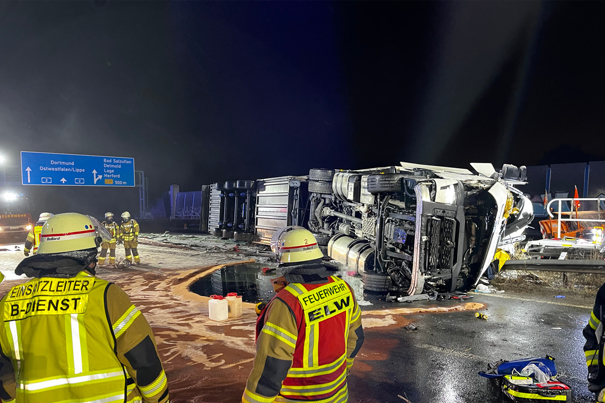 Bad Salzuflen – Ein Toter nach Unfall von Lkw auf A2