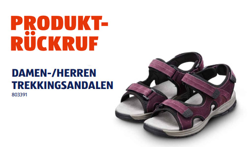 Rückruf - ALDI SUISSE ruft Damen- und Herren Trekkingsandalen zurück