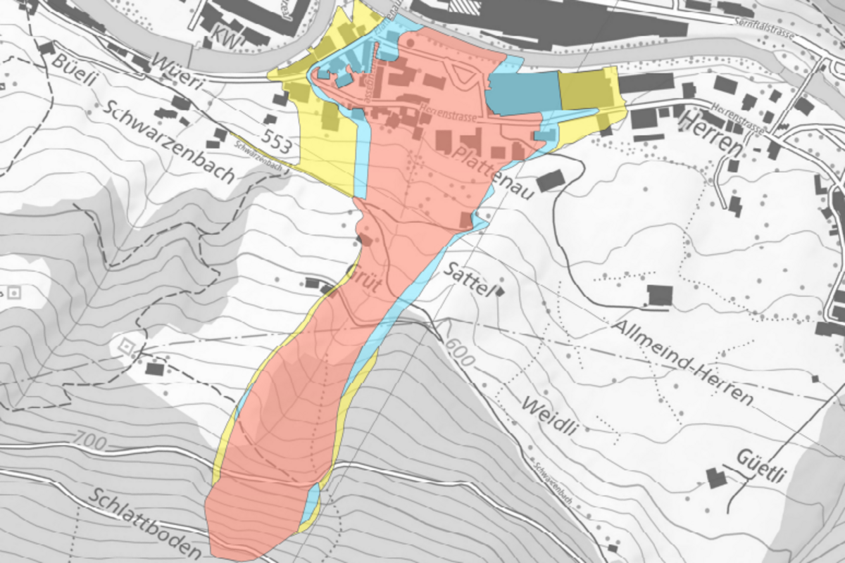 Schwanden GL - Gefahrenkarte und die Auswirkung für die Betroffenen der Rutschung Wagenrunse