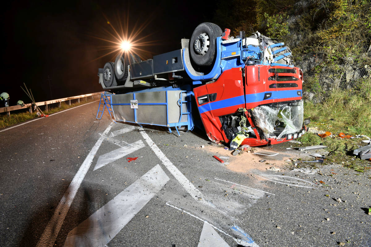 Liesberg BL – Selbstunfall mit entwendetem Lastwagen