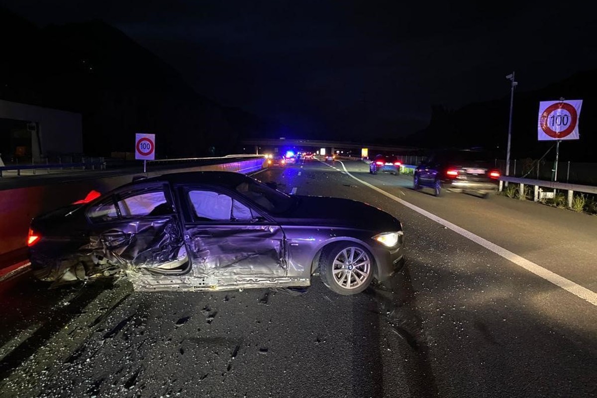 Martinach VS - Zwei Verletzte nach Verkehrsunfall auf der Autobahn A9