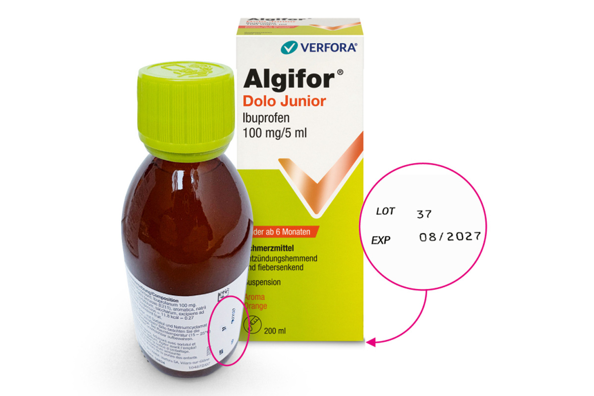 Rückruf  von Algifor Schmerzmittel für Kinder wegen Plastikpartikel 