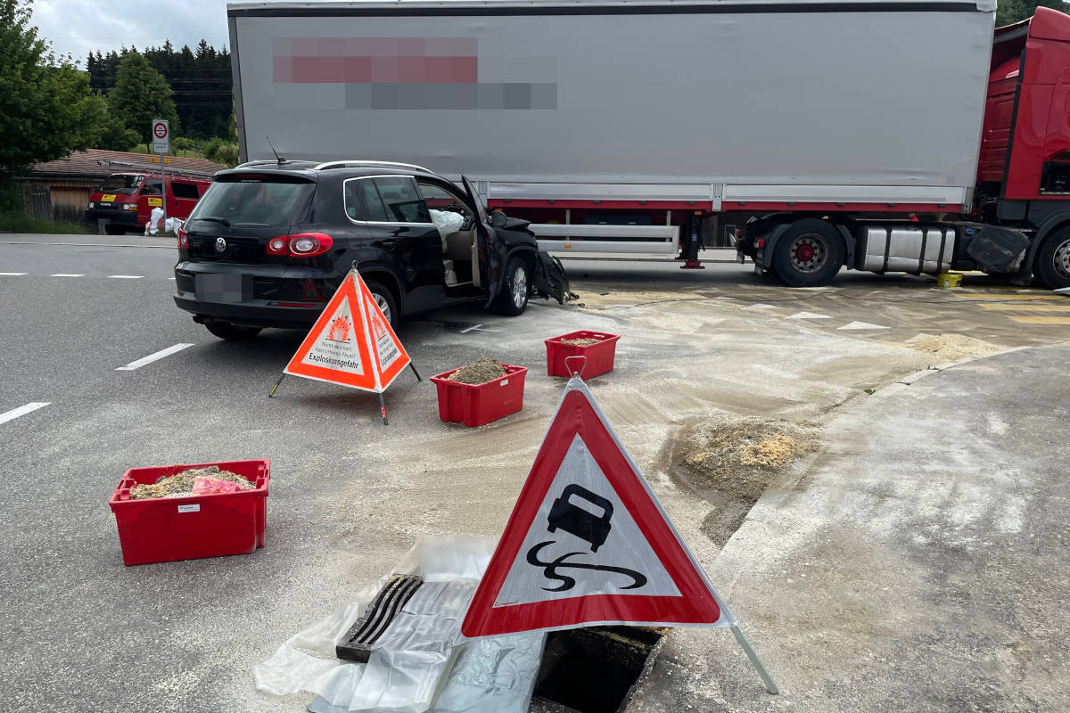 Stadt St. Gallen – Nach Kollision läuft Diesel aus