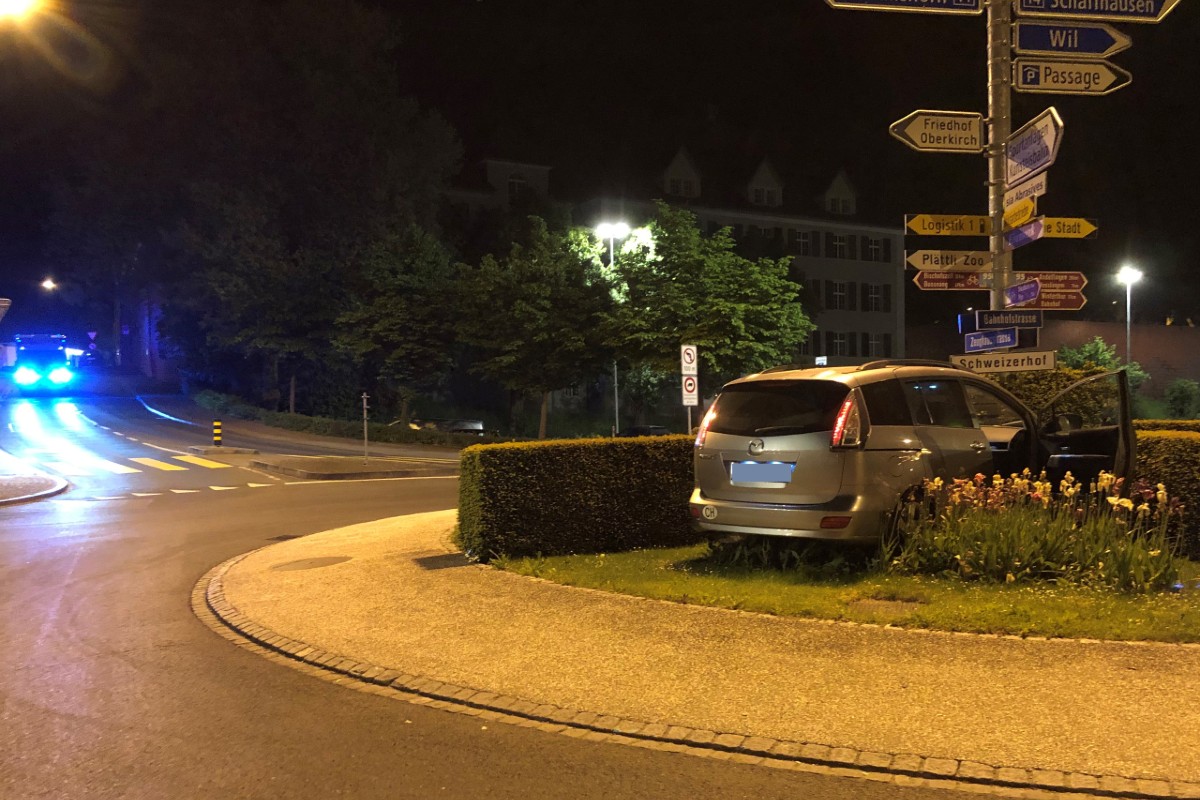Frauenfeld TG - Autolenkerin bleibt im Blumenbeet stecken
