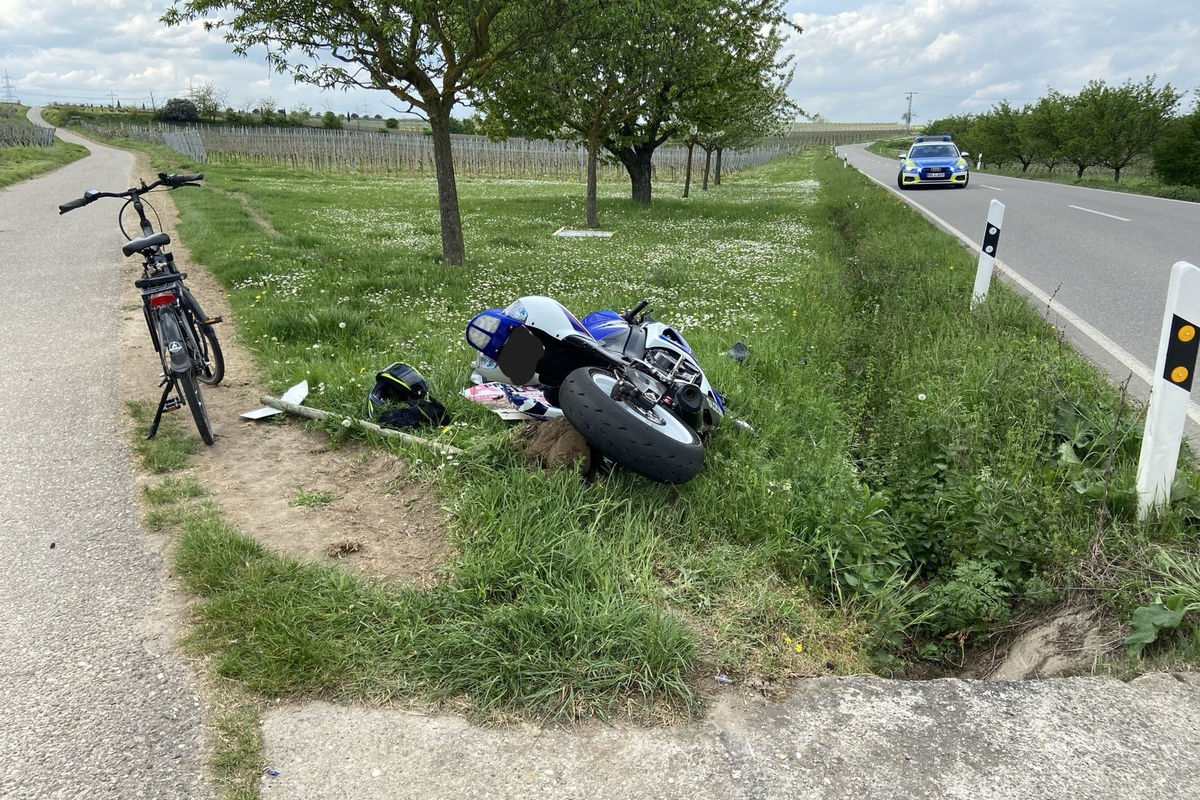Laumersheim – Unfall zwischen Motorrad und Pedelec