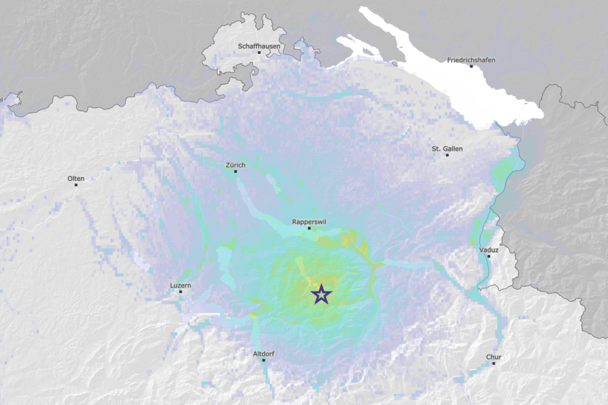 Erdbebenmeldung - Beben im Kanton Schwyz mit 4.3 auf der Richterskala registriert