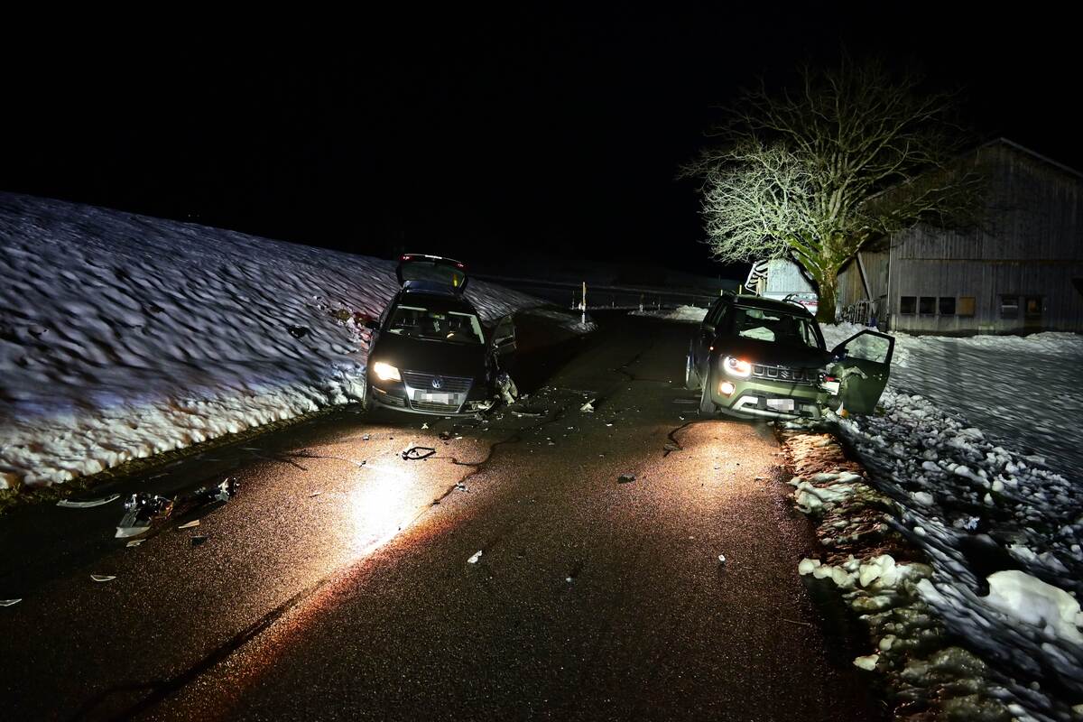 Walde SG – Zwei Personen bei Frontalkollision verletzt - ein Lenker fahrunfähig 