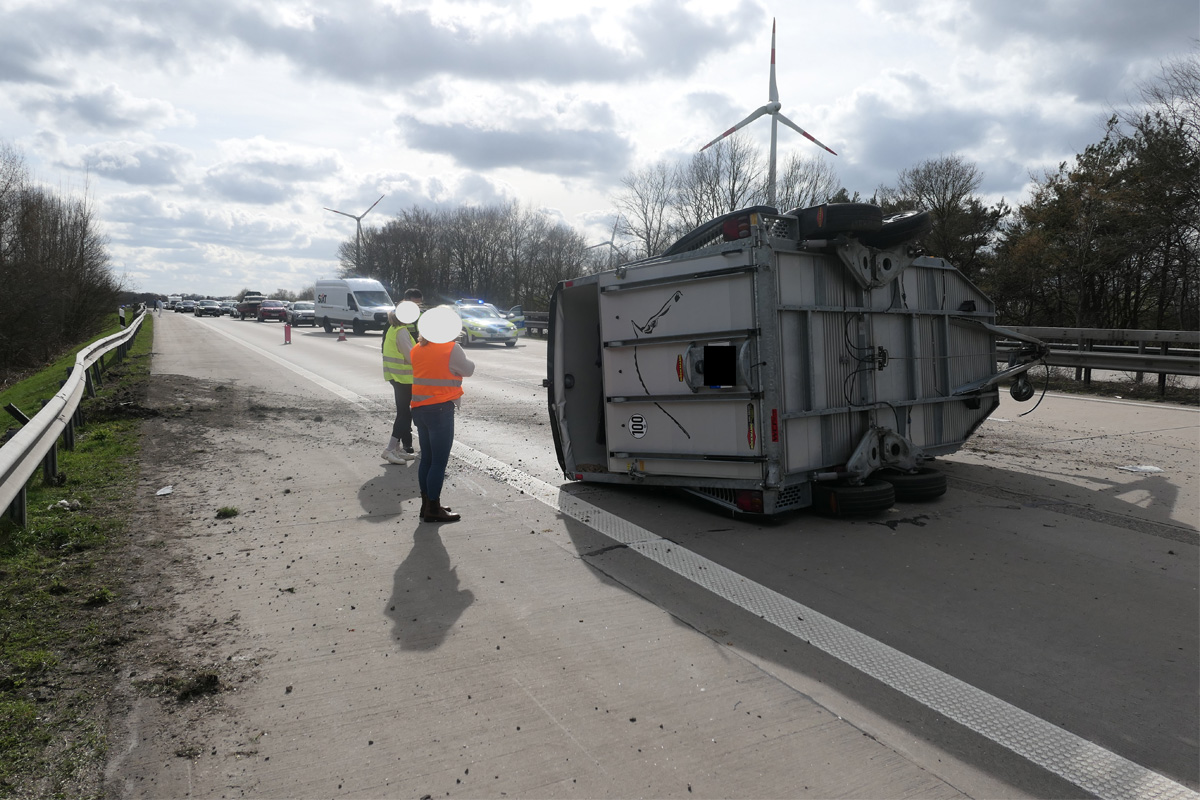 A1 Emstek – Anhänger mit Pferd reißt ab und kippt um