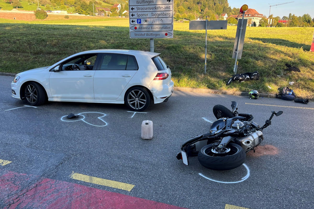 Winterthur ZH – Verkehrsunfall mit Motorrad fordert verletzten Mann
