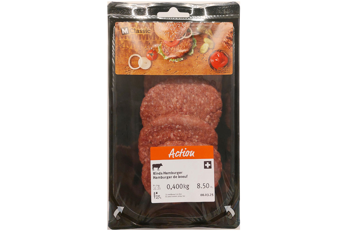 Rückruf bei Migros – M-Classic Rind Hamburger fehlerhaft gekennzeichnet