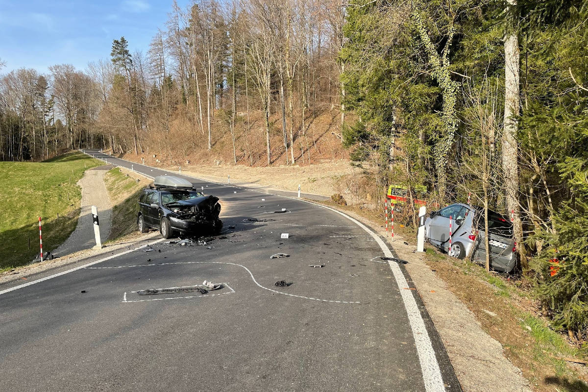Dettenried ZH – Frontalkollision fordert zwei verletzte Personen