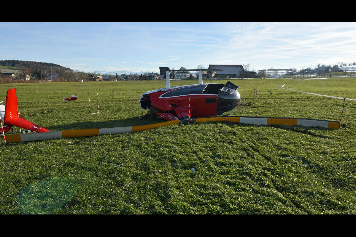 Beromünster LU - Helikopter stürzt nach dem Start ab