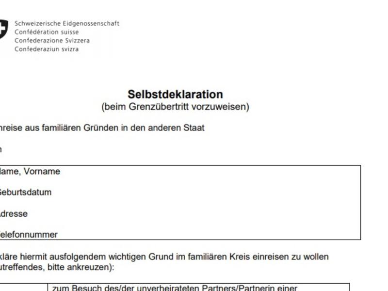Lockerung Der Grenzen Formulare Zur Selbstdeklaration
