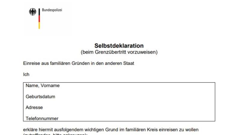 Lockerung Der Grenzen Formulare Zur Selbsterklarung