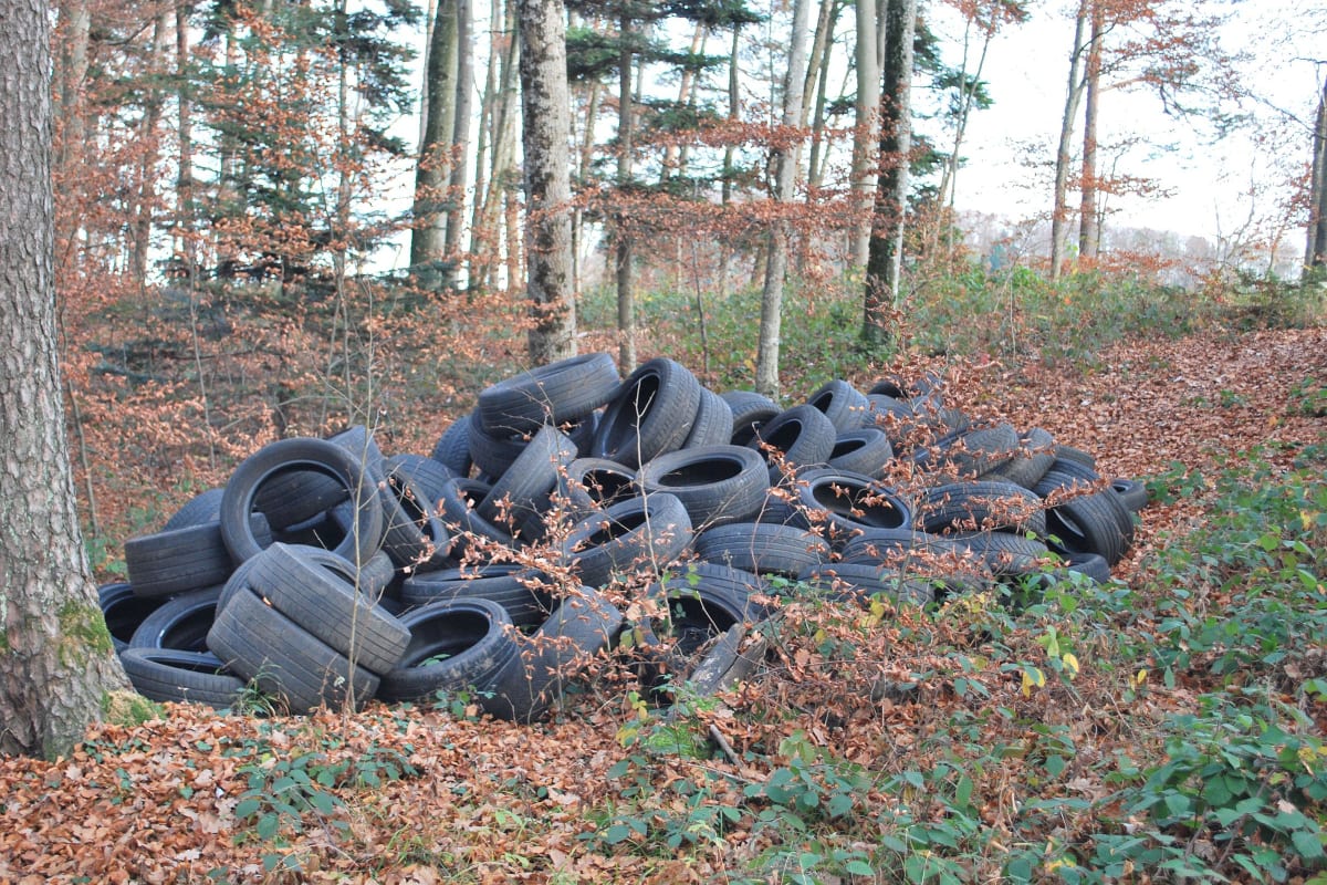 In Metzerlen rund 60 Pneus illegal im Wald entsorgt
