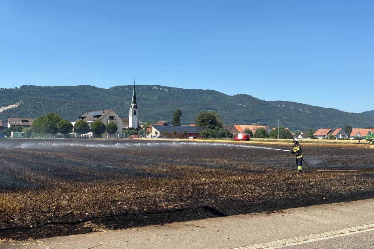 Neuendorf SO – Mähdrescher löst Stoppelfeldbrand aus