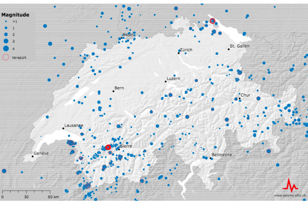 Doppelt so viele Erdbeben in der Schweiz im vergangenen Jahr 
